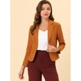 thumbnail image 3 of INSPIRE CHIC Chaqueta abierta de la chaqueta del traje de la cosecha del trabajo de la oficina del frente de las mujeres Caramelo-Sólido XL, 3 of 6