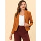 thumbnail image 3 of INSPIRE CHIC Chaqueta abierta de la chaqueta del traje de la cosecha del trabajo de la oficina del frente de las mujeres Caramelo-Sólido S, 3 of 6