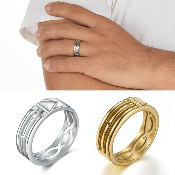 Eosunjian Men Ring Simple Bright Luster Smooth Surface Geometric Electroplating Decorative Gift Male Engagement Wedding Ring Fashion Jewelry for Banquet White US 7