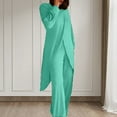 thumbnail image 2 of Fiaer,Oversized Irregular Hem Lounge Wear Sets for Women,2 Piece Sets for Crew Neck Long T Shirts and Palazzo Pants,Womens Loose Fit Casual Trendy Solid Outfits Set Green XXXXXL, 2 of 5