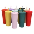 thumbnail image 5 of 710ML24OZ Large Capacity Water Cup Fully Studded Matte Tumbler Reusable Cup with Wide Opening Leak-Proof Lid Straw, 5 of 7