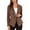 Brown, variant on Women Faux Suede Jacket Lapel Draped Open Front Cardigan Casual Trendy Suede Blazer Sky Blue L