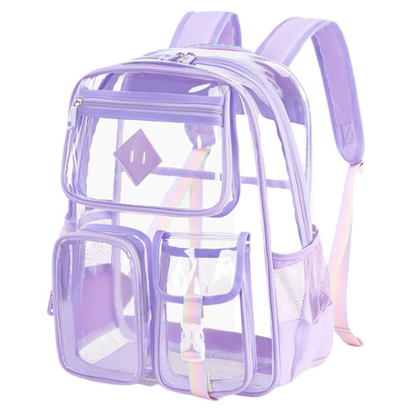 Backpack - Clear Backpack for Pvc Transparent Bookbag for Stadium Approved See Through Backpack Purple