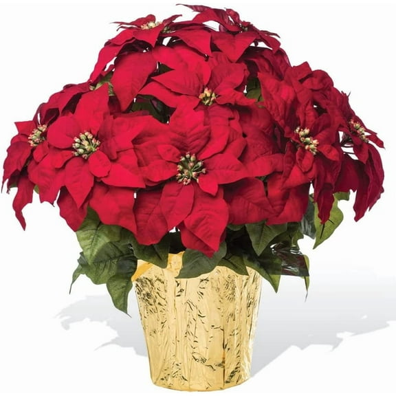 Guvpev Real Touch Poinsettia 15", Artificial Christmas Plant for Home Décor, Holiday Tabletop Centerpiece for Porch, Entryway, Office, Garden & Indoor Seasonal Display