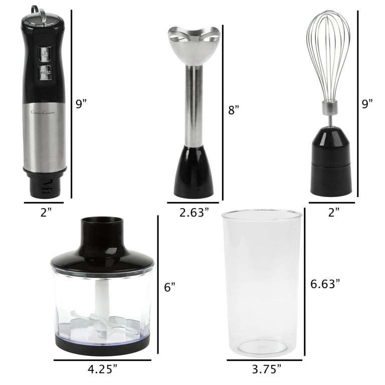 Classic Cuisine Immersion Blender 4-In-1 6 Speed Hand Mixer 