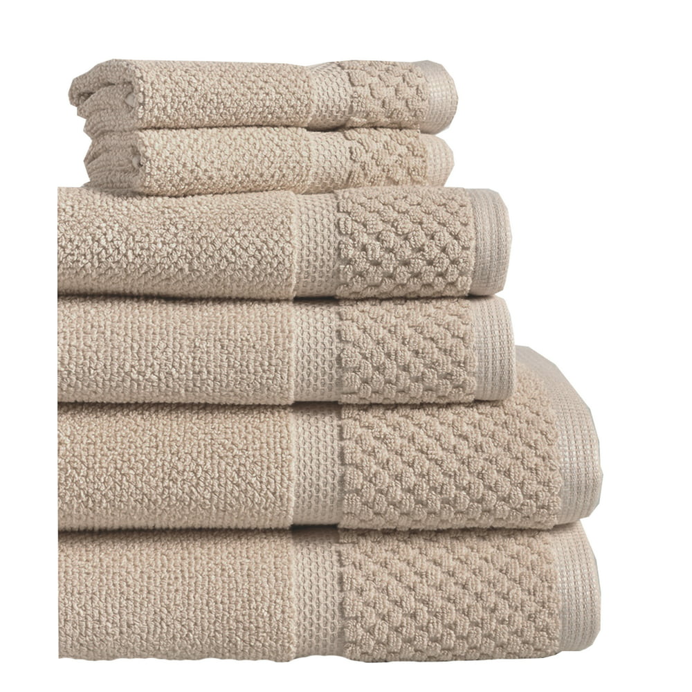 Diplomat 6-Piece 100% Cotton Bath Towel Set, Taupe - Walmart.com ...