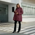 thumbnail image 4 of Riecok Maternity Winter Coat 3 in 1 Puffer Hooded Jacket Solid Long Sleeve Zip up Thick Parkas Outerwear with Pocket, 4 of 8