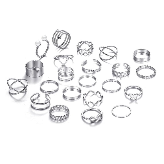 DESIGNICE Chunky Rings Set for Women Gold Plated Thick Dome Stackable Open Rings Trendy Dainty Minimalist Jewelry Gifts, Silver