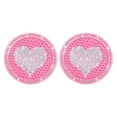 thumbnail image 1 of 2Pack Heart Bling Car Cup Mats - PVC+Rhinestone,Non-Slip, Heat-Resistant - For Women, Car/Home/Office Decor (Black), 1 of 5