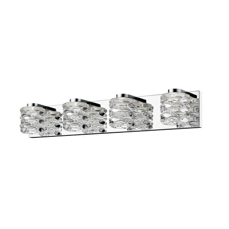 28 Inch Chrome Base - Bathroom Vanity 4 Light With Chrome Finish Steel Material LED-Integrated 28 inch 20 Watts
