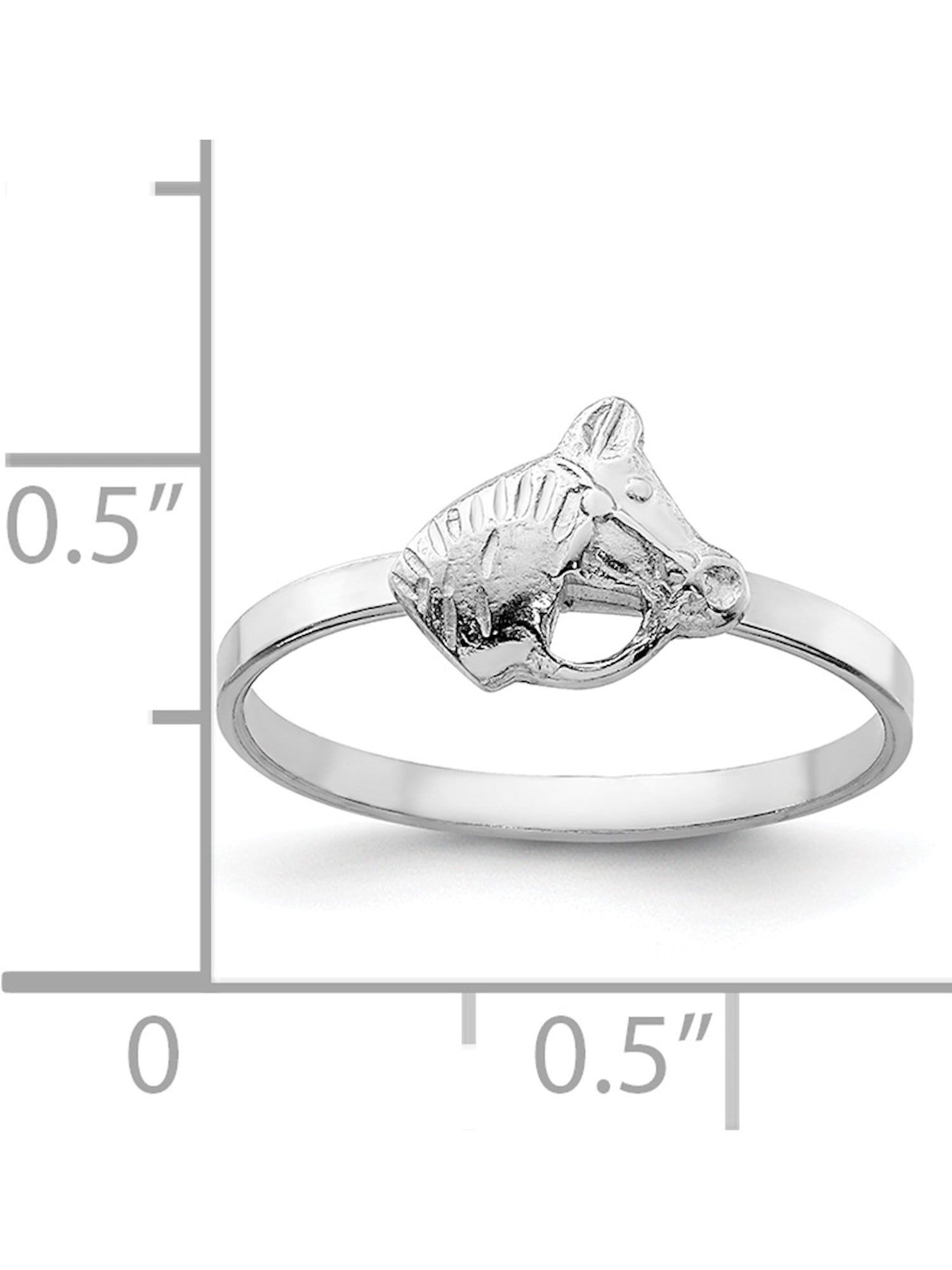 925 Sterling Silver Rhodium Plated Child's Polished Horse Textured Ring Size 4 