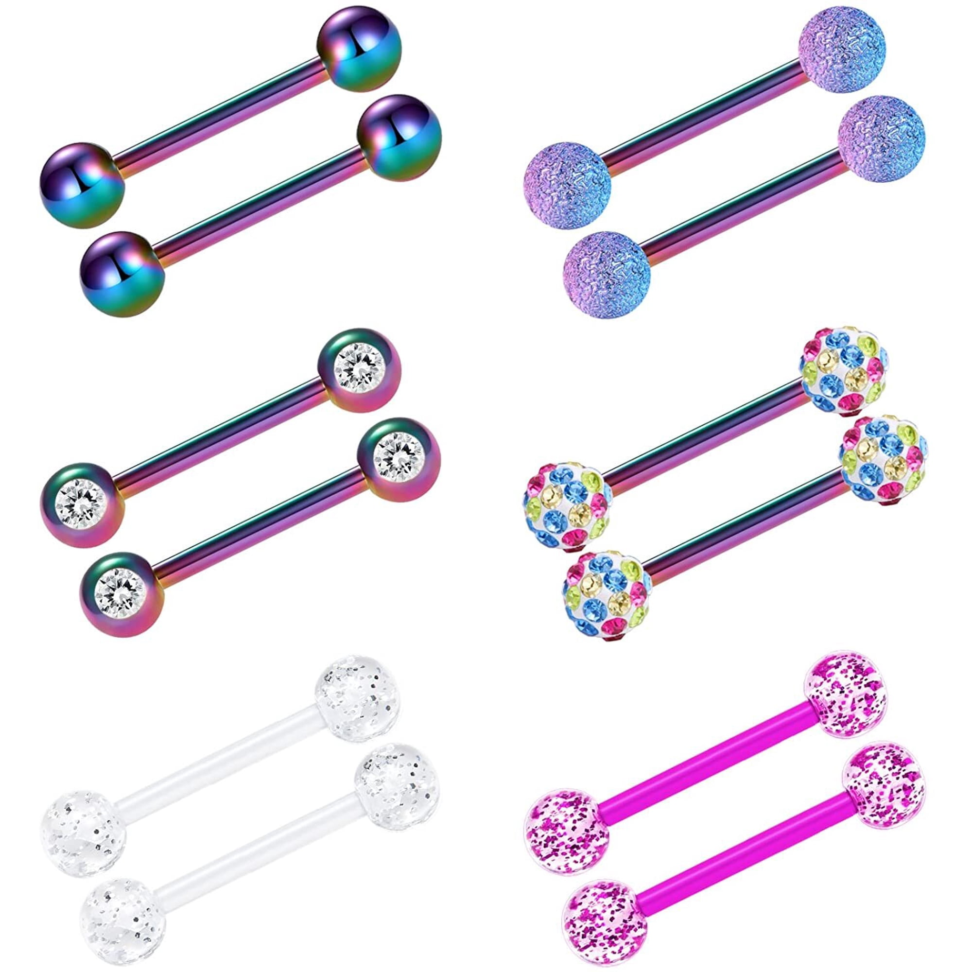 Briana Williams 14G Nipple Rings Tongue Ring 9/16" Surgical Steel Body Piercing Jewelry