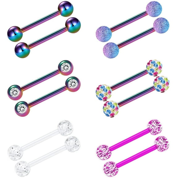 Briana Williams 14G Nipple Rings Tongue Ring 9/16" Surgical Steel Body Piercing Jewelry