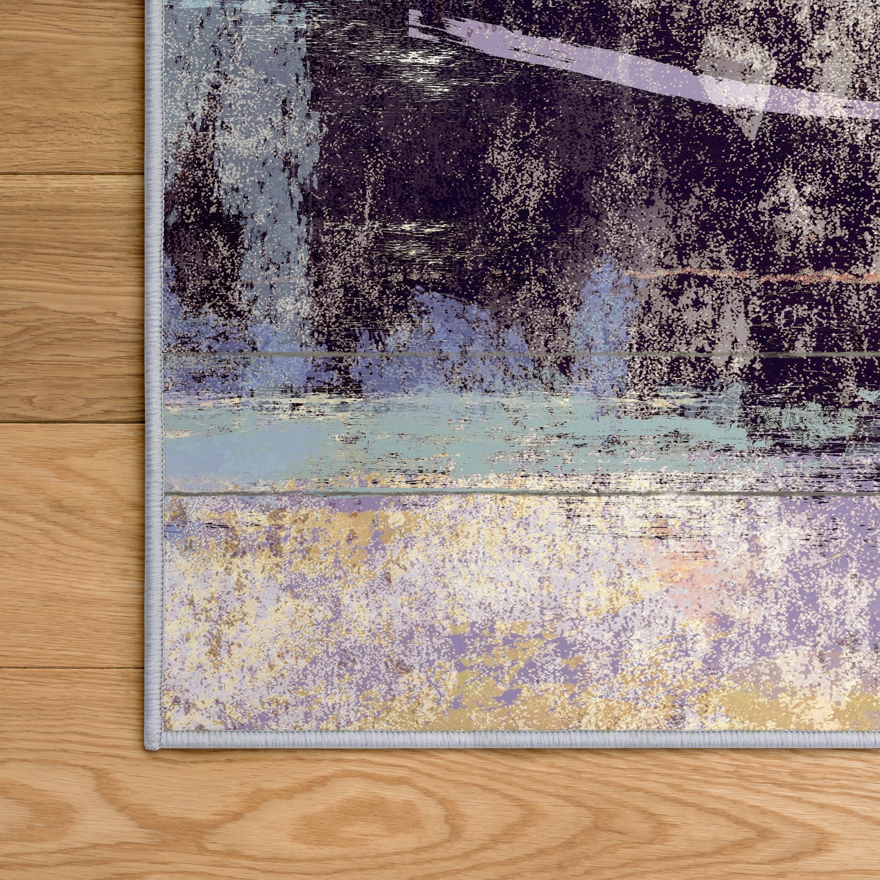 Aubergine II Washable Abstract Art Area Rug size 5'x8', Power-loomed, Heavenly Softness with Non-Slipping Backing