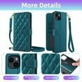 thumbnail image 4 of Furiet Argyle Wallet Case for iPhone 14 Plus 6.7 inch with Tempered Glass Screen Wrist Strap Shoulder Strap, Card Slots Phone Cover for i-Phone 14+ iPhone14Plus 5G i i14 + iPhone14 14Plus Green, 4 of 8
