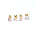 thumbnail image 2 of Pendientes de acero inoxidable con forma de triángulo amoroso y circonita cuadrada de cinco puntas de 3 mm a 5 mm, varilla fina de 20 g, con forma de bola giratoria y hueso de oreja para, 2 of 5