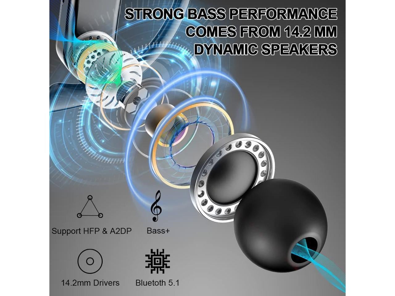 Wireless Earphones Bluetooth Headphones Noise Reduce Natural Sound Durable Battery Sweatproof Earbuds