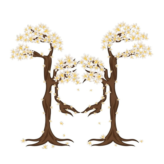 Design With Vinyl - Cherry Blossom Heart Shaped Tree Wall Decal - Sticker for Home Decoration in a Floral Themed Nursey Room, Easy To Apply & Removeable-Applies to any Smooth Surface-Size: 10" x 9".