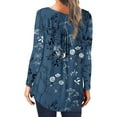 thumbnail image 3 of Patlollav Womens Casual Loose Crew Neck Button Long Sleeve Print Top, 3 of 6