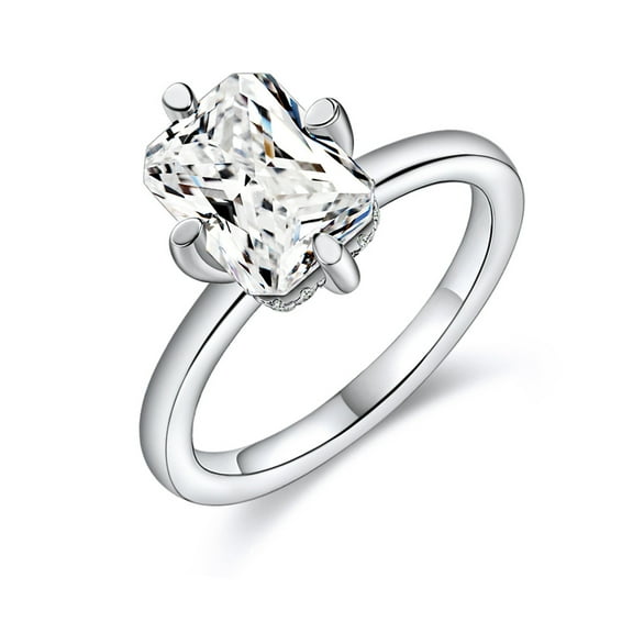 Moissanite Ring for Women 2 Ct Diamond Engagement Rings 18K White Gold Plated 925 Sterling Silver Moissanite Ring Womens Diamond Rings Diamond Promise Ring Lab Diamond Ring