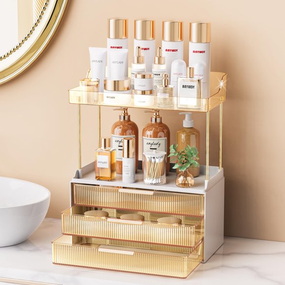 Organizador de baño Anylady para maquillaje, almacenamiento dorado de 5 niveles