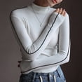 thumbnail image 5 of AXXD White Basic Blouses for Women Dressy Casual Summer 2024 Turtle Necks Winter Bottomed Double-sided Long Sleeve Clothes Tops, 5 of 7