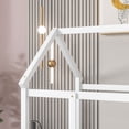 thumbnail image 3 of Twin Size Floor Wooden Bed, Montessori Bed with House Roof Design and Fence Guardrails, White, 3 of 9