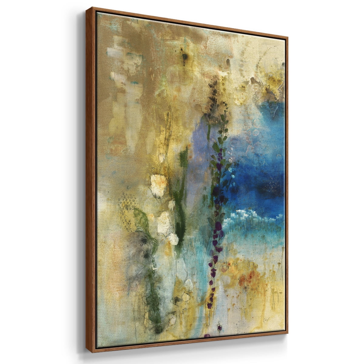 Immerge II Framed Premium Gallery Wrapped Canvas - Ready to Hang - 27 x 41 - Walnut Floating Frame