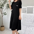 thumbnail image 6 of Taqqpue Cotton Nightgown for Women Solid Color Long Sleepshirts Short Sleeve Full Length Nightshirt Casual Loungewear for Women, 6 of 9