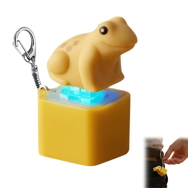 Trredrins Frog Croaking Fidget Key Chain, Frog Croaking Fidget Toy, Rechargeable Frogs Shaped Keyboard Clicker Key Chain with Sound, Portable Adult Animals Fidgets