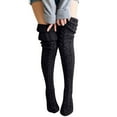 thumbnail image 2 of Women's Thigh High Socks Over the Knee Cable Knit Boot Socks, Long Warm Fashion Leg Warmers Winter Extra Long Winter Stockings Black, 2 of 4
