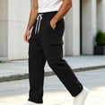 thumbnail image 6 of Dvprdro Mens Sweatpants Cargo Wide Leg Elastic Waist Drawstring Baggy Pants Casual Athletic Open Bottom Lounge Workout Outdoor Joggers with Pockets, 6 of 7