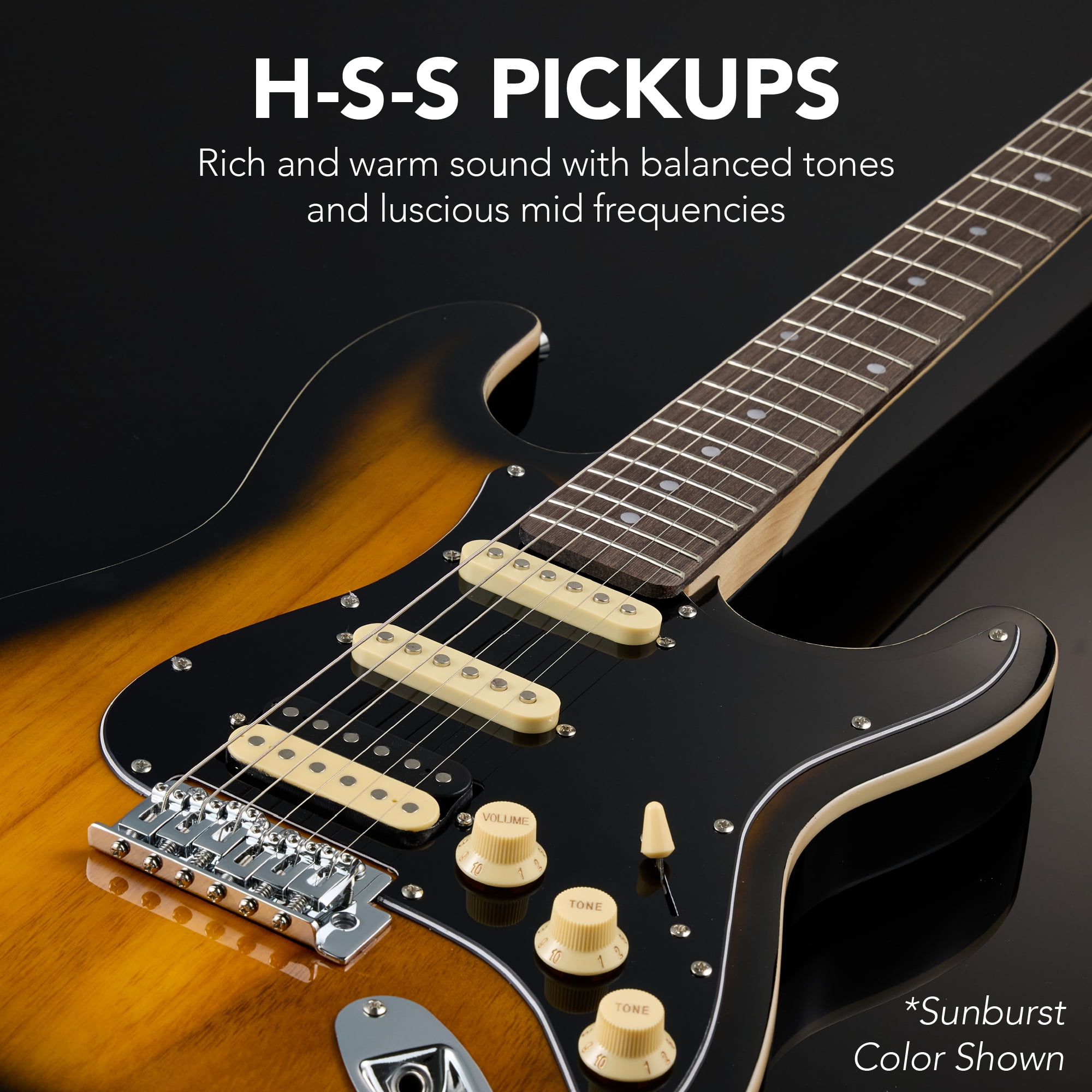 Best Choice Products Beginner HSS Electric Guitar Kit w/ Headphone Amp, Gig-Bag, Headphones - Cherry Red/White