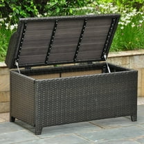Storage Bench Outdoor Patio - Resin Wicker Aluminum Bench - Deck Box Seating