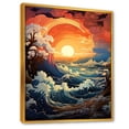 thumbnail image 2 of Designart "Vivid Woodcut Effect Capturing Ocean Charm I" Ocean Floater Framed Canvas Prints, 2 of 5