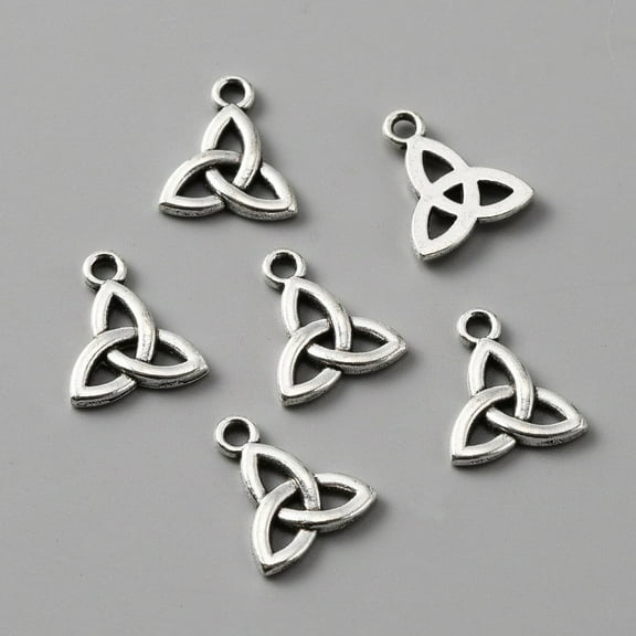 120 pc Tibetan style Alloy Charm Trinity Knot Antique Silver 14x12x2mm Hole: 1.8mm