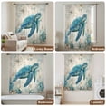 thumbnail image 6 of Teal Sea Turtle Coastal Sheer Curtains 45 Inches Long, Vintage Summer Beach Nautical Light Filering Curtains, Breathable Simi Curtain Privacy Drapes for Kitchen Bathroom Small Window Treatment, 6 of 9