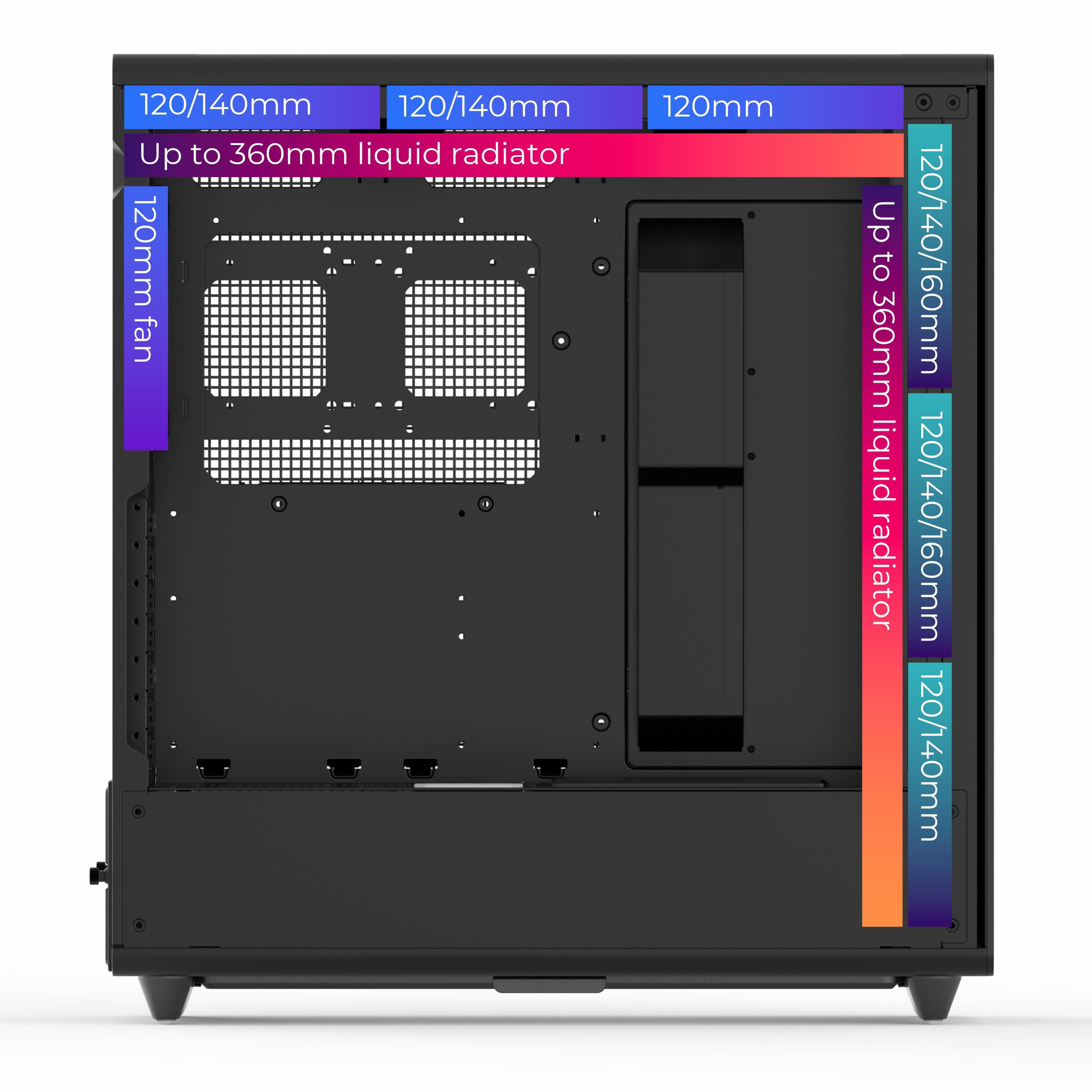Rosewill Helium Air Mid Tower E-ATX Gaming Case, Mesh Panel, Tool-less, High-Airflow, Cable Management system, USB 3.1, included 1x 140mm PWM Fan, Black