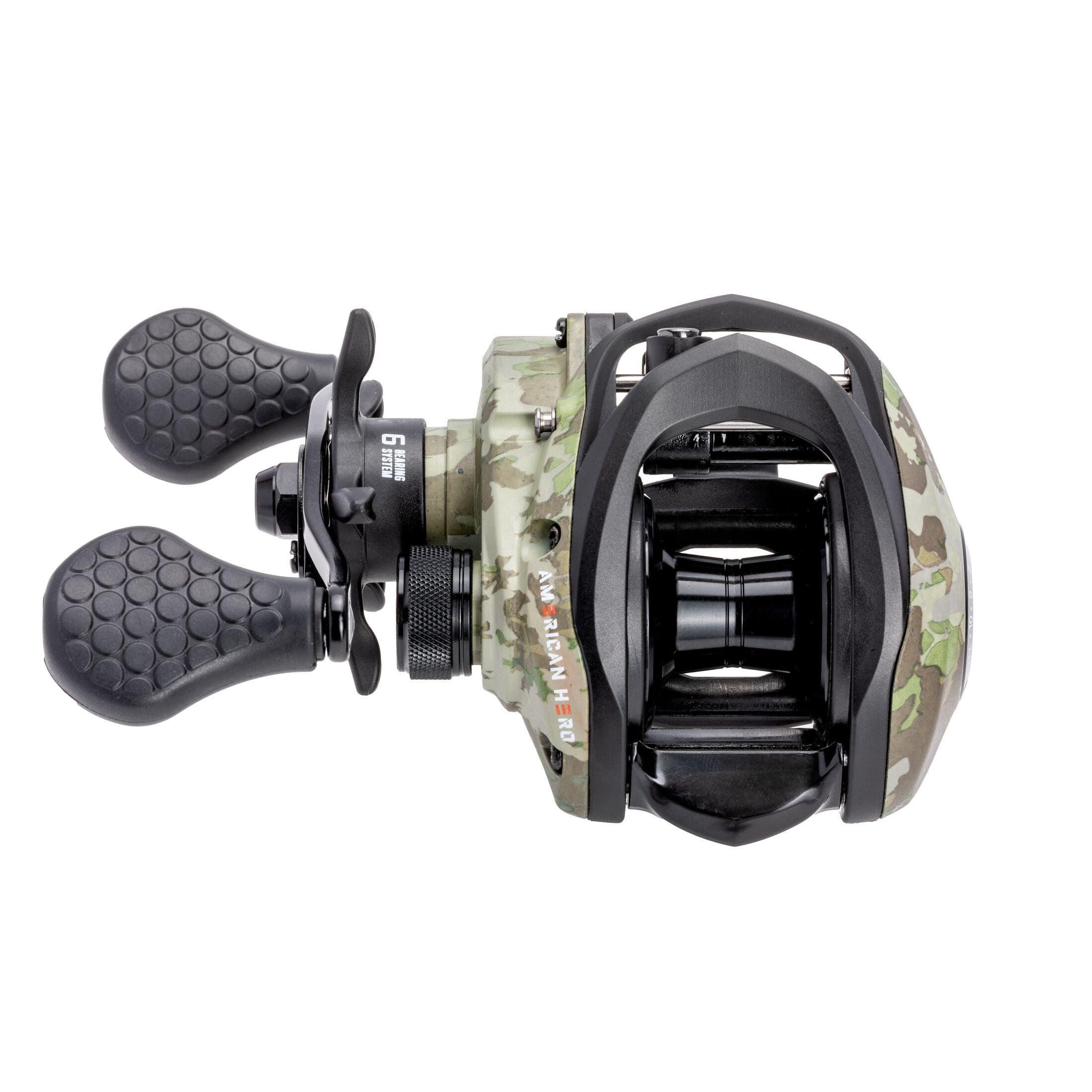 Lew's American Hero Camo Baitcast Fishing Reel, Left-Hand Retrieve, Camo/Black