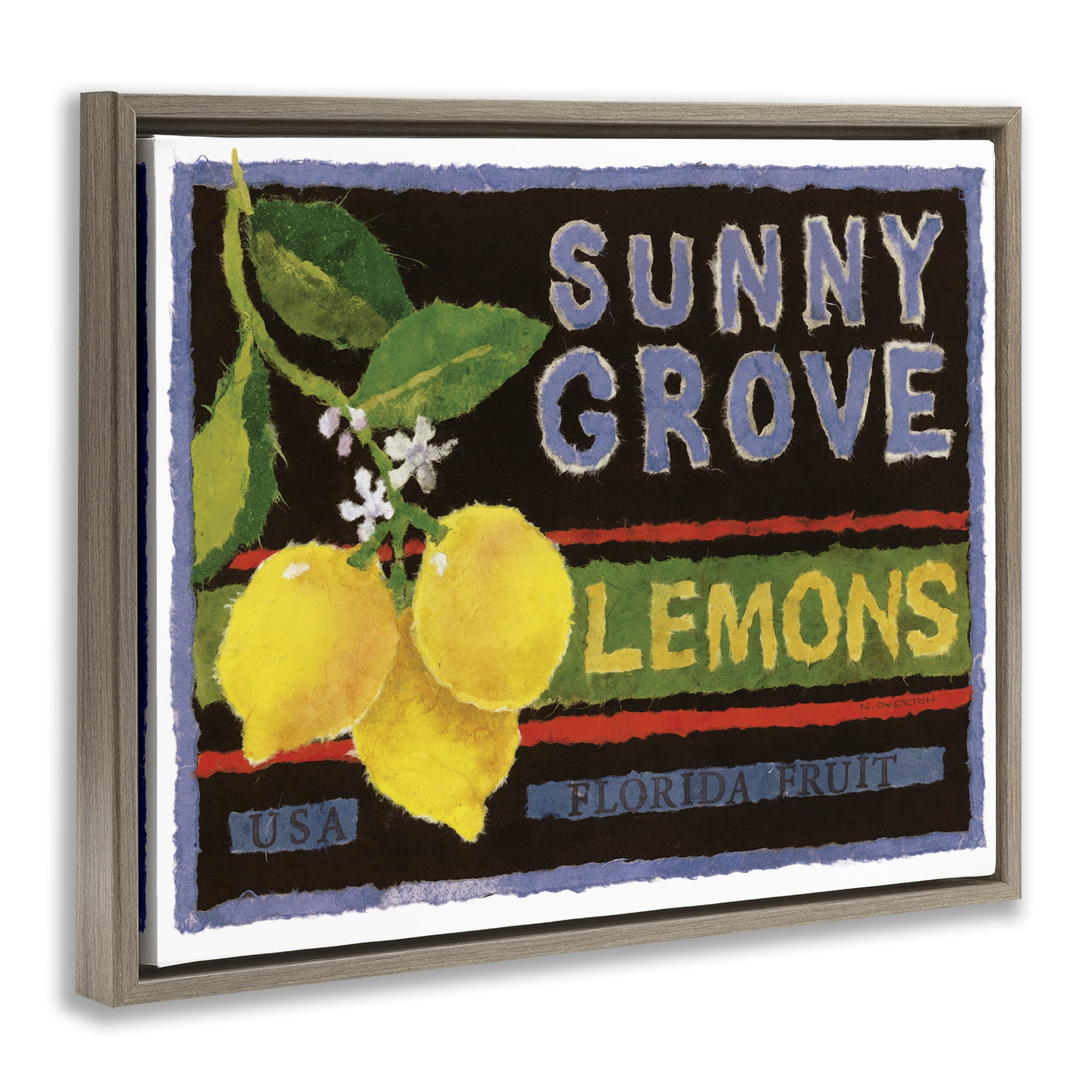 Stupell Industries Sunny Grove Lemons Food & Beverage Painting Brown Floater Framed Art Print Wall Art, 31 x 25