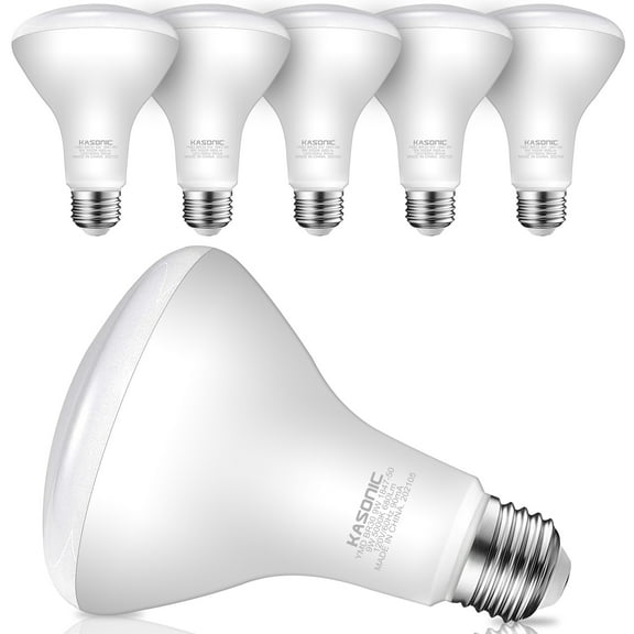 Kasonic BR30 LED Light Bulb, 9 Watts (60W Equivalent), UL Listed, Dimmable 680 Lumens, A19 E26 Standard Base, 5000K Daylight, 6-Pack