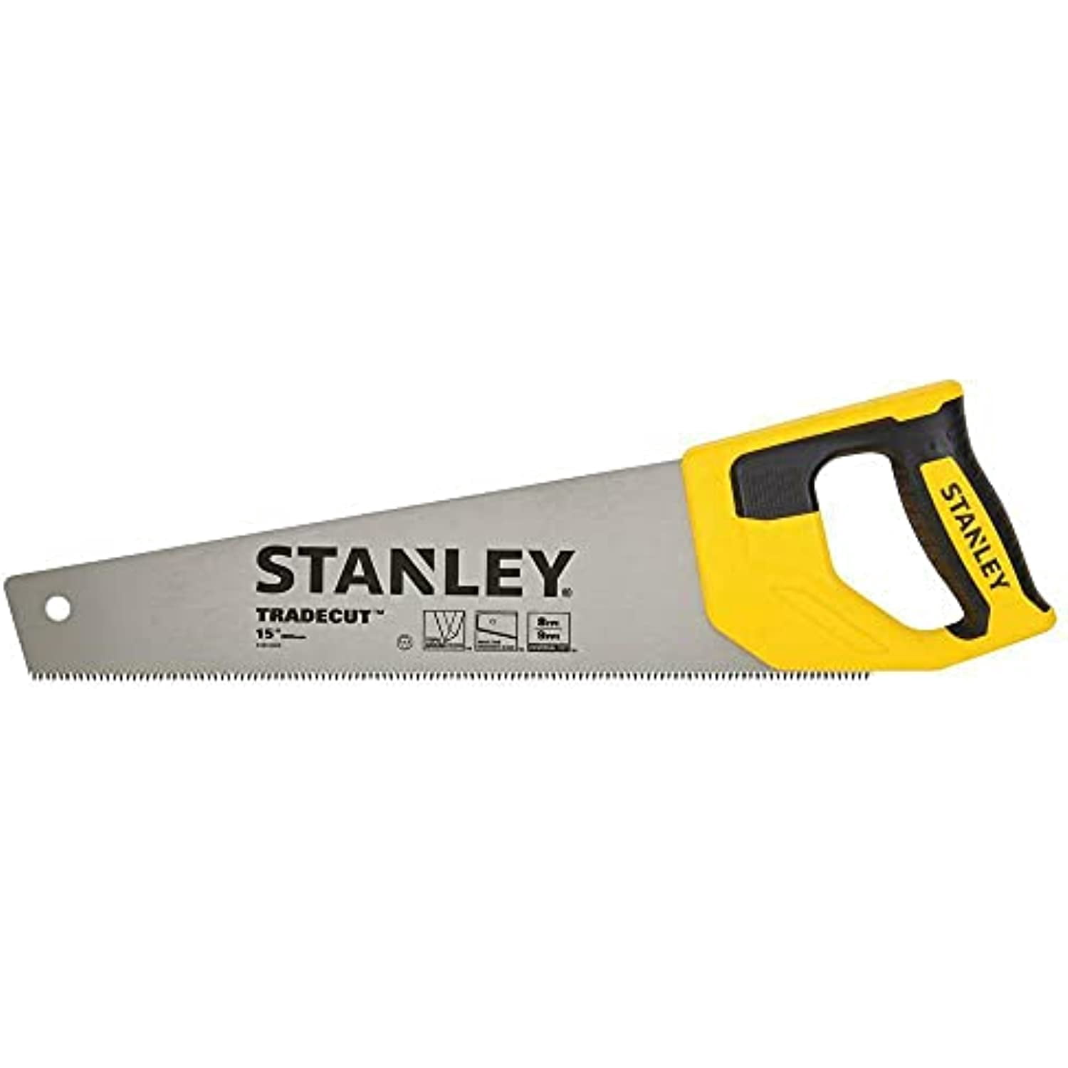 Stanley Panel Handsaw Tradecut 274129 - 15 In Blade, Ergonomic Handle, 8 TPI - Multicolor