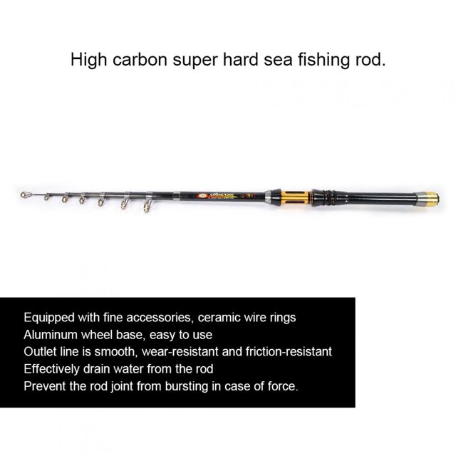 Mini Portable Telescopic Carbon Fishing Rods with Ceramic Wire Rings for Sea and Ice Fishing