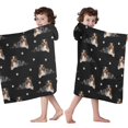 thumbnail image 4 of Australian Shepherd Dog and Footprints Hooded Bath Towel，50"x30" for Ages 3 To 12 Kids, Quick Dry Lightweight Soft Microfiber Hood Beach Towel Cover Up for Kids, 4 of 7