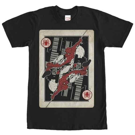 Men's Marvel Spider-Man Playing Card  Graphic Tee Black Large