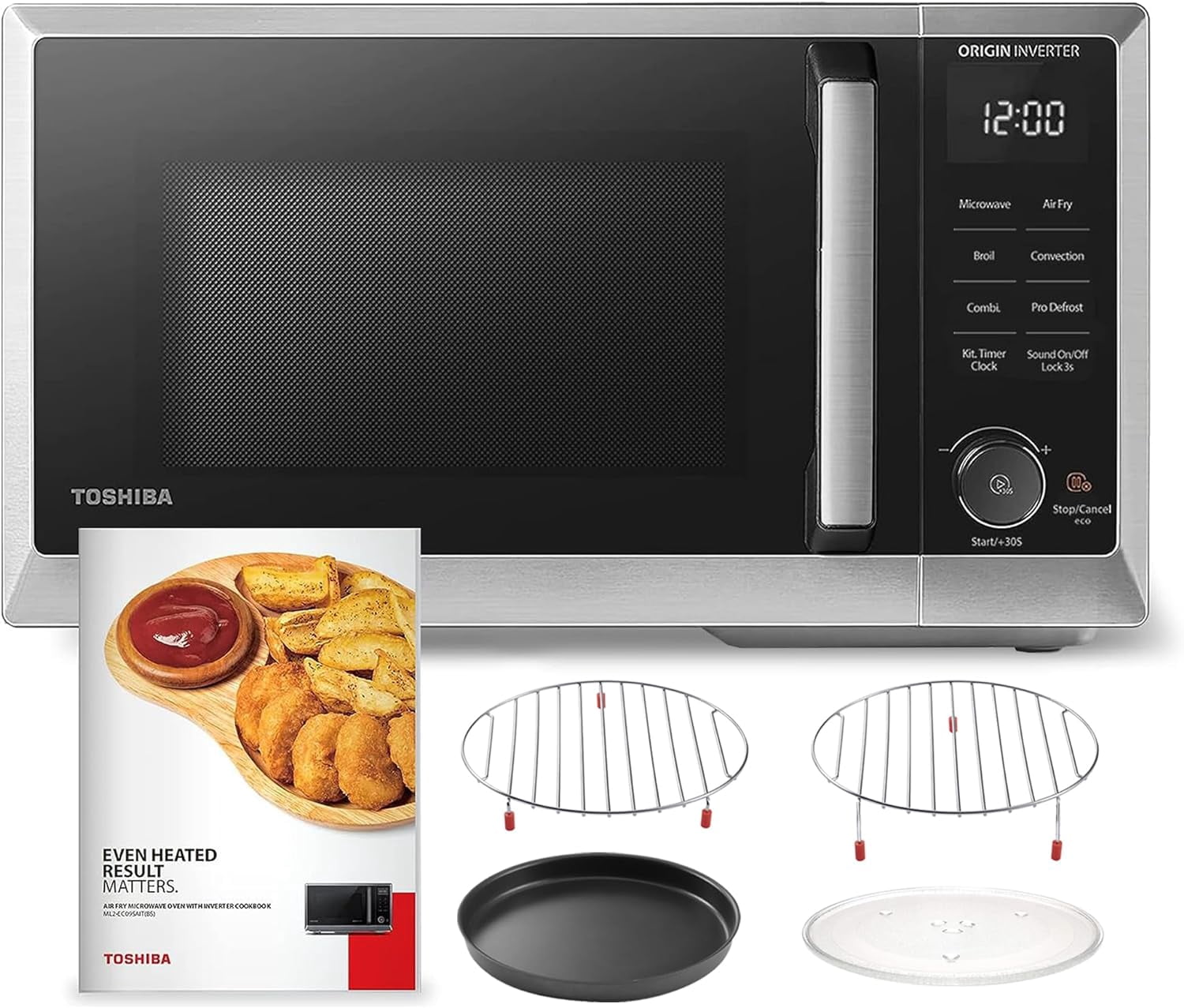 Restored Toshiba ML2-EC09SAIT-SS 0.9 cu. ft. 6-in-1 Inverter Countertop Microwave Oven Air Fryer Combo, Stainless Steel (Refurbished)