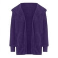 thumbnail image 5 of SDNall Women'S Fleece Jackets & Coats Solid Color Casual Plush Cardigan Long Sleeve Pockets Coat Tops Fleece Cardigans for Women (Purple, Sizes S-XXXXXL), 5 of 9