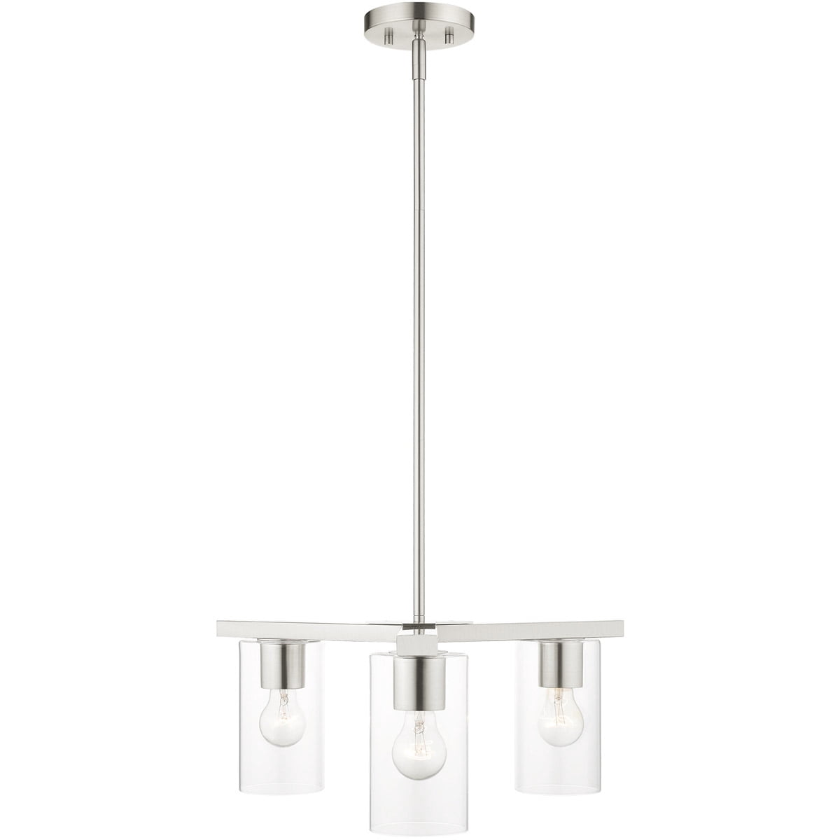 3 Light Brushed Nickel Chandelier with Clear Glass Shade