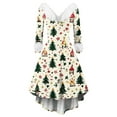 thumbnail image 2 of Christmas Party Printed Dresses for Women Vintage Christmas Midi Dress Casual Dresses Cocktail Dress Party Festive Dresses for Fall and Winter Seasons,Beige,L, 2 of 6