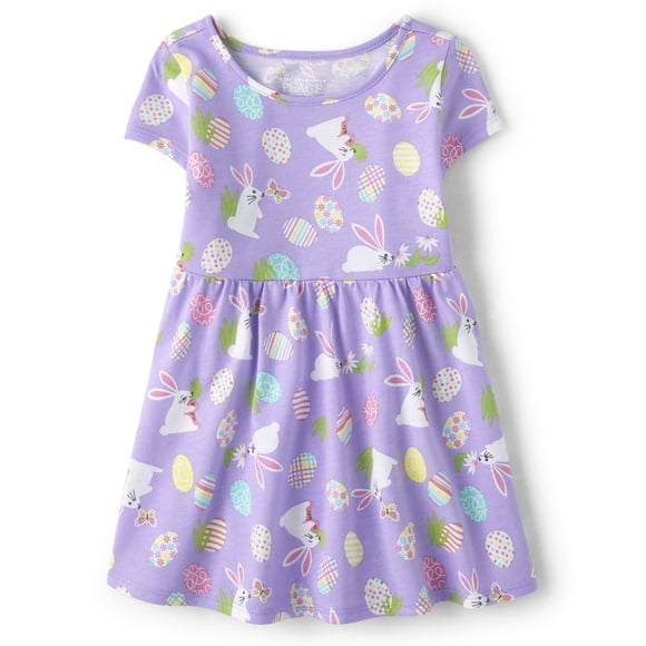Vestido moderno The Children's Place para niñas pequeñas, color morado de 18 a 24 m